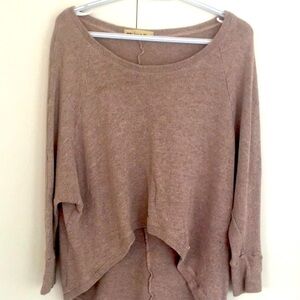 BSB Jeans Vintage 80s Tan Cotton Blend Raglan High-Low Scoop Neck Sweater S M